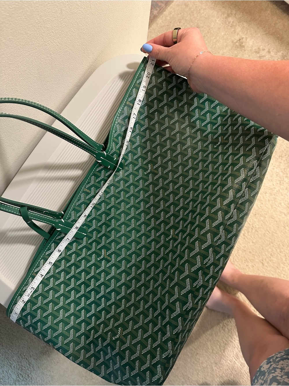Inspired Green Patterned Women's Tote Bag - Picture 7 of 8